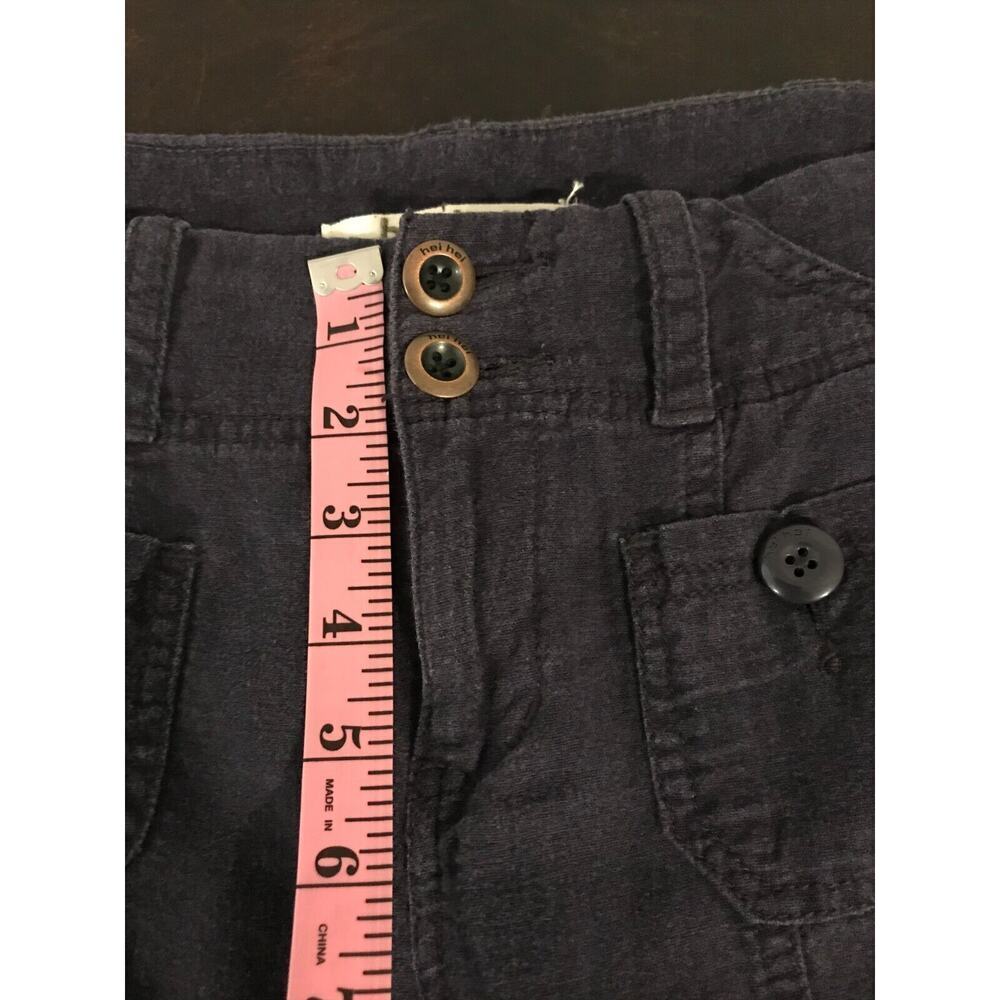 Anthro Hei Hei Linen Cargo Pants 4 Navy Cropped Drawstring - Picture 10 of 13